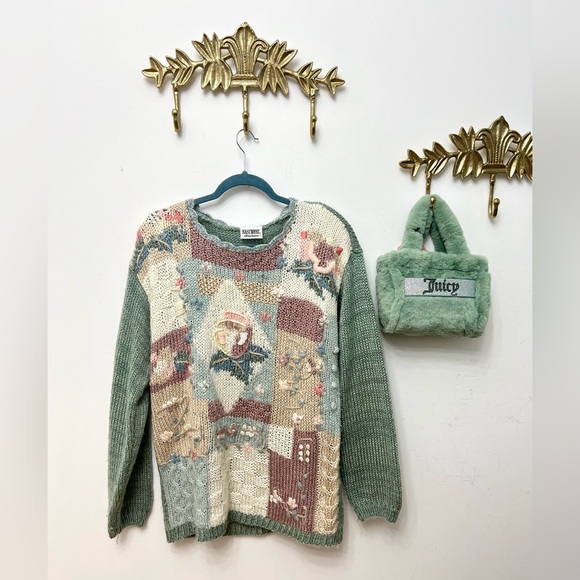 HAND KNIT  Vintage cardigan sweater L ptp 22” - Picture 2 of 5